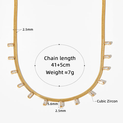 Load image 1 in gallery view. 14K Gold Plated Black Zircon Snake Chain Tarnish Free Necklace for Women