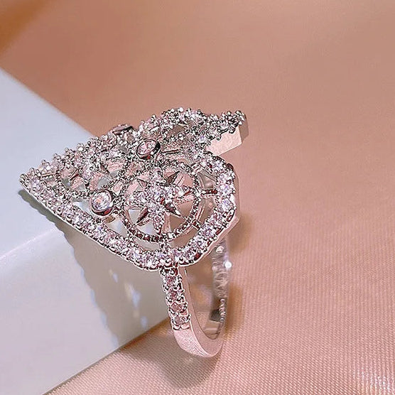 Cute Heart Shape Small 3A Zircon Platinum Plating Women's Ring