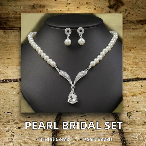 Load image 1 in gallery view. 2pc Pearl Necklace and Earring set for Women Party