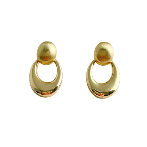 Load image 1 in gallery view. Oval Gold Tone Elegant Dangle Earrings Jewelry Dropped Stud fashion Earring | Gifts for Her