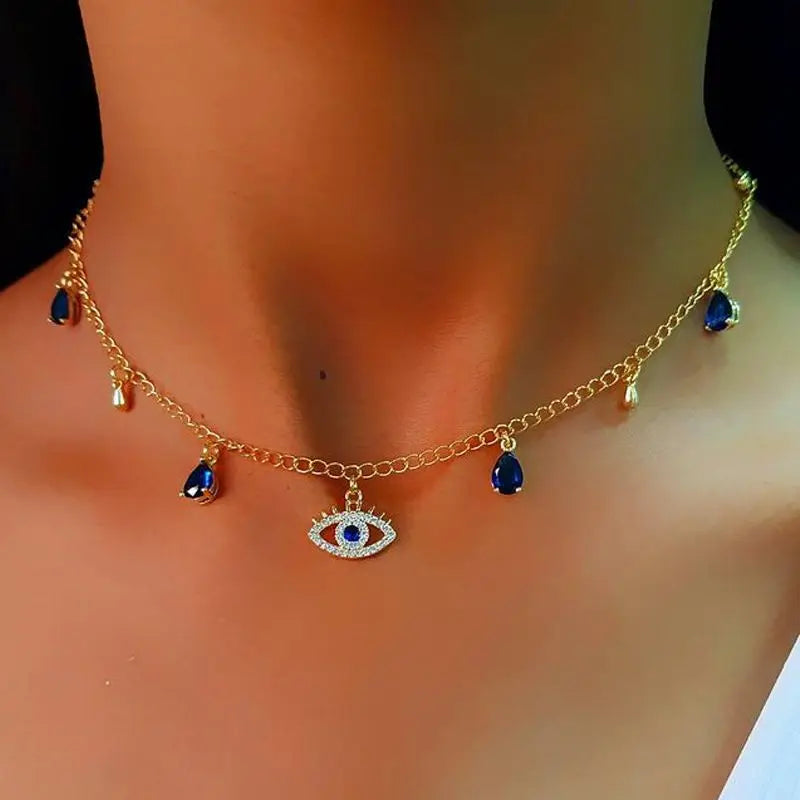 18K Gold Plated Blue CZ Chain