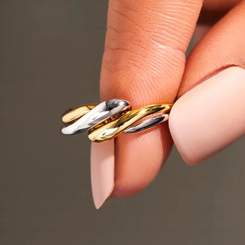 Load image 1 in gallery view. Classic Style Twist Design Silver/Gold Plated Rings