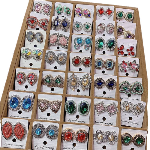 Load image 1 in gallery view. Classic Vintage Stud Earrings Mix Styles Vintage Fashion Jewelry for Women Girls Parties Luxury High-End