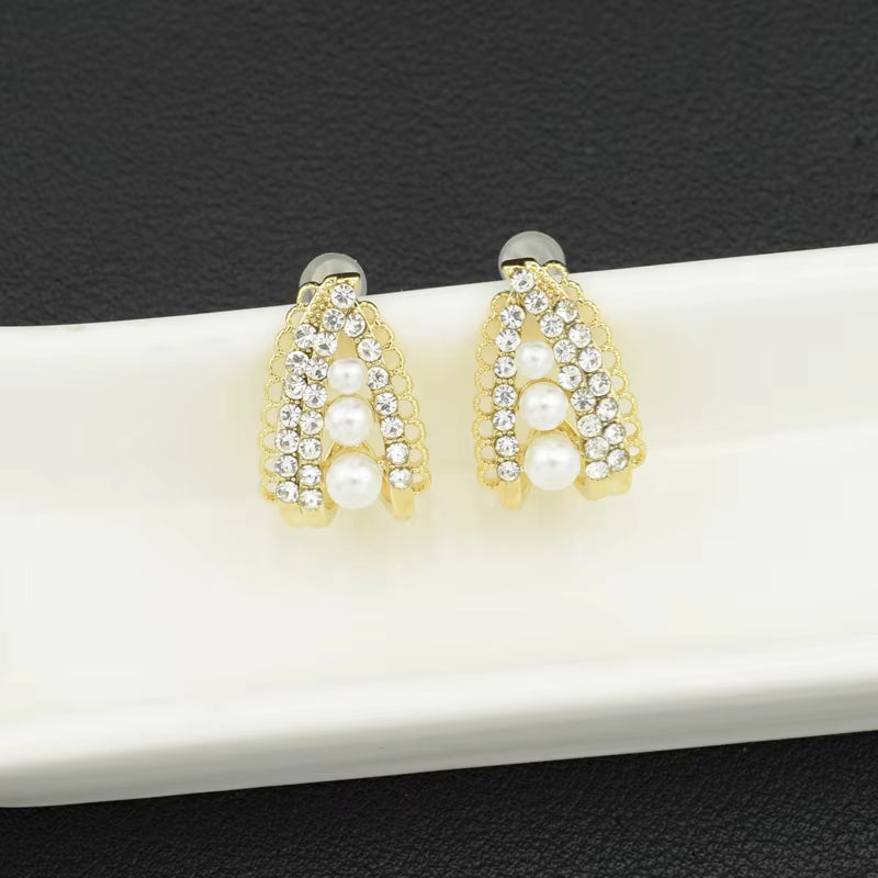 High End Cats Eye Stone Ruyi Earrings Exquisite Geometric Luxury Jewelry