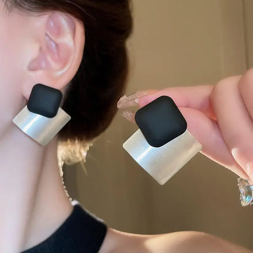 Load image 1 in gallery view. Sophisticated K-Style Luxury Minimalist Square Studs