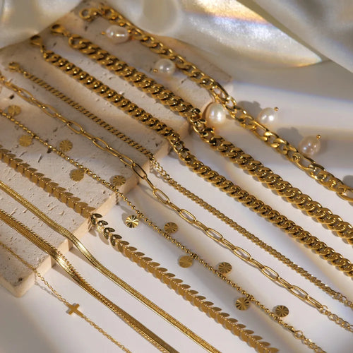 Load image 1 in gallery view. 18k Gold Plated Chain Fine Anklet Casual Style