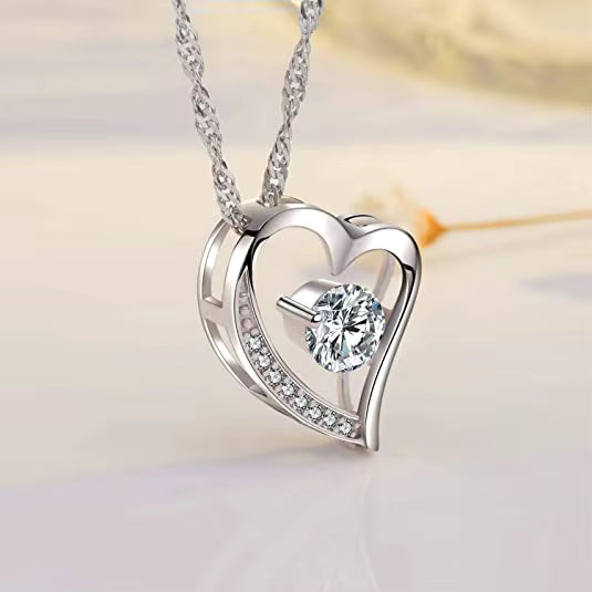 Minimalist 14K Gold Plated Diamond Necklace Love Heart Pendant