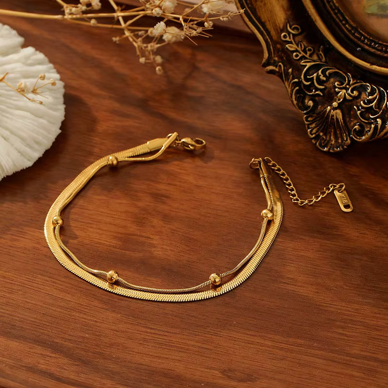 Double-Layer Titanium Design Anklet Chain High-End Exquisite