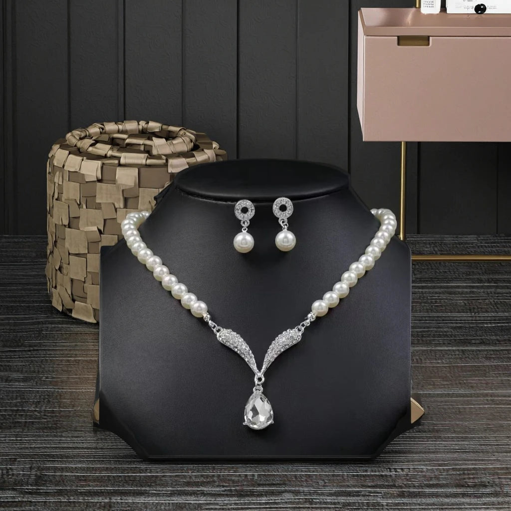 2pc Pearl Necklace and Earring set for Women Party