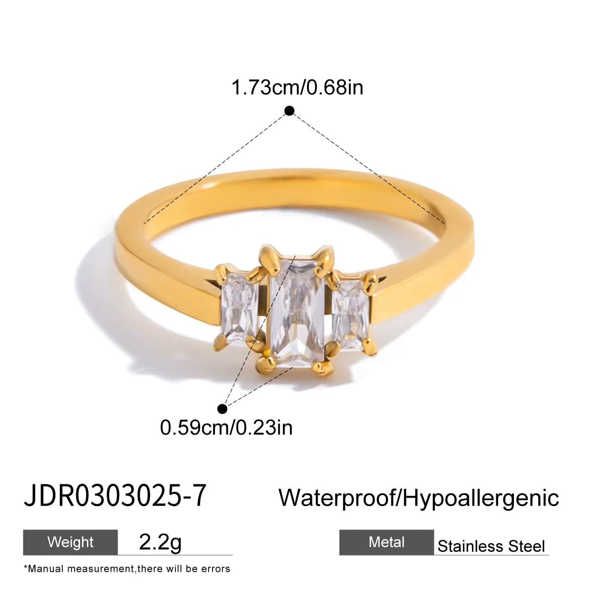18K Gold Plated White Zirconia Multi Style Rings