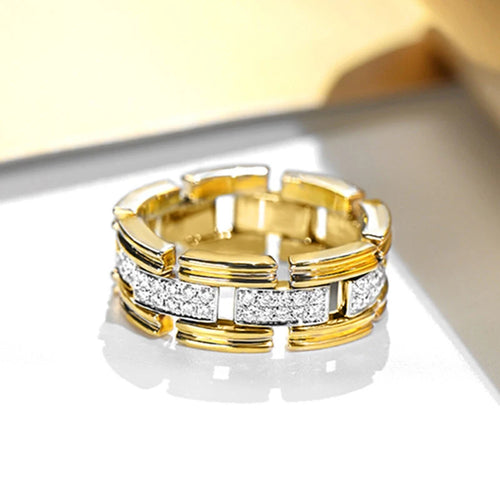 Load image 1 in gallery view. Two Tone Silver Plated Cubic Zirconia Band Rings for Women Engagement