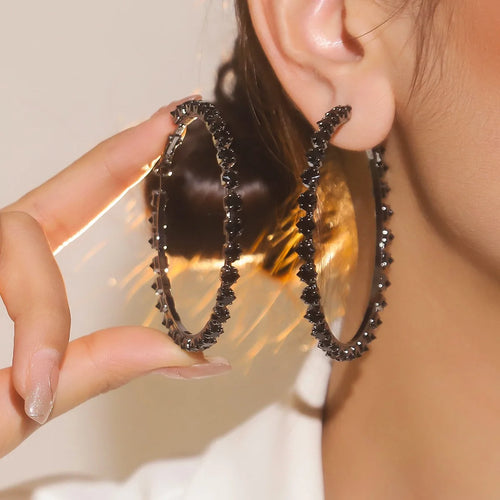 Load image 1 in gallery view. Crystal Large Earrings Black, Red, White, Gold Drop Ear for Women Simple And Stylish