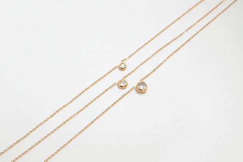 Load image 1 in gallery view. 18K Gold Plated Classic Round White Zircon Pendant O-Chain Three-Layer Necklace