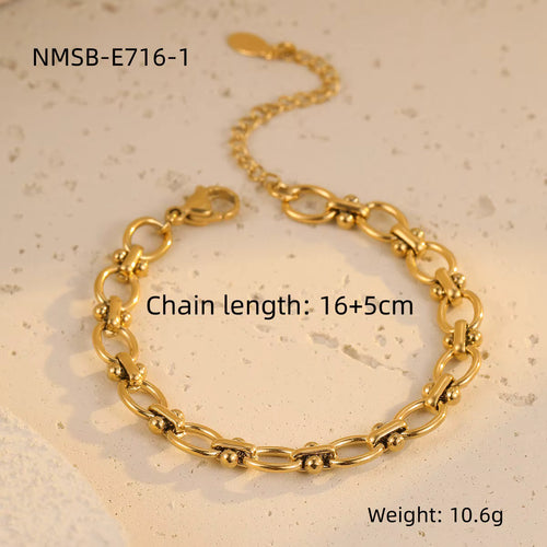 Load image 1 in gallery view. Charm Chain Bracelet for Girls Geometric Zircon Stainless Steel with 18K Gold Plated