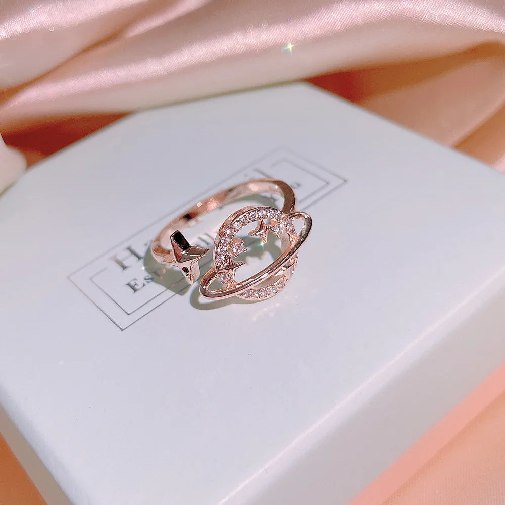 Rose Gold Plated Zircon Jewelry Set, Necklace Earrings Ring