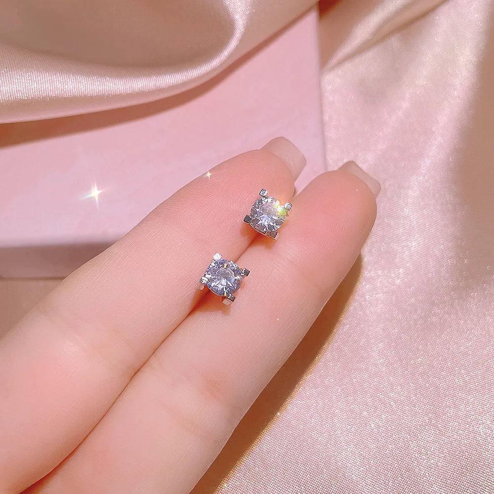 Elegant Shine Geometric Zircon Necklace Set Platinum Plated Fashion Jewelry