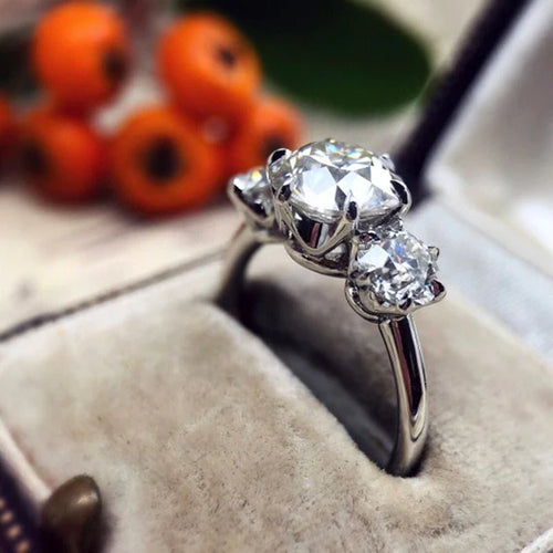 Load image 1 in gallery view. 3A Zircon Rings Platinum Plated