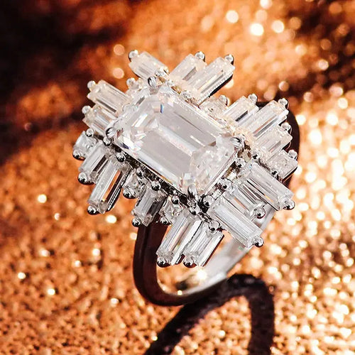 Load image 1 in gallery view. Irregular Design Dazzling Crystal Cubic Zirconia Silver Plated