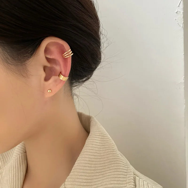 Ear Cuffs Chunky Minimalist Ear Bone Clip Jewelry Cartilage Cuff Earring Gold Silver