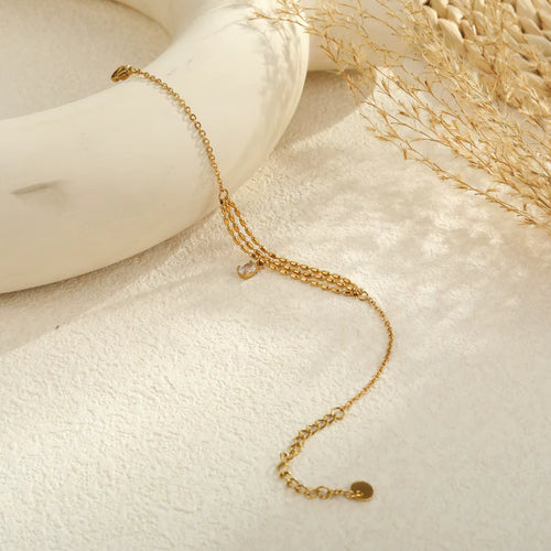 Load image 1 in gallery view. Square Zircon Charm 18K Gold Plated Stainless Steel Tennis Bracelet