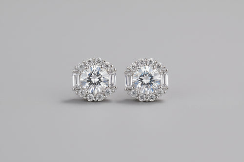 Load image 1 in gallery view. Moissanite Diamond 1ct Stud Earrings 925 Sterling Silver Round Brilliant Cut