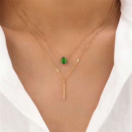 Load image 1 in gallery view. 18K Gold Plated Layer Blue Green CZ Chain