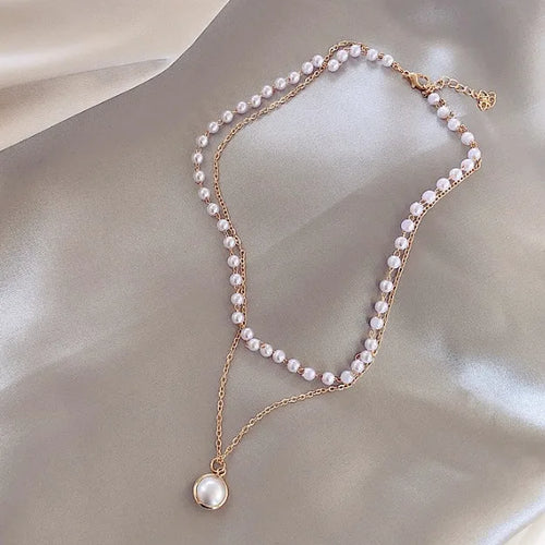 Load image 1 in gallery view. Luxury Exaggerated Large French Collarbone Pearl Necklace