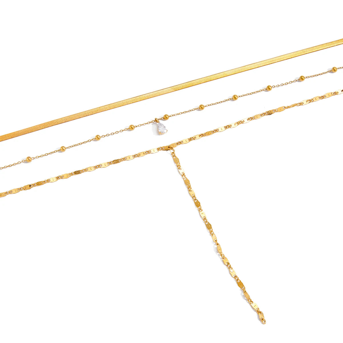 Teardrop Zircon Pendant Blade Chain Multi-layer Necklace