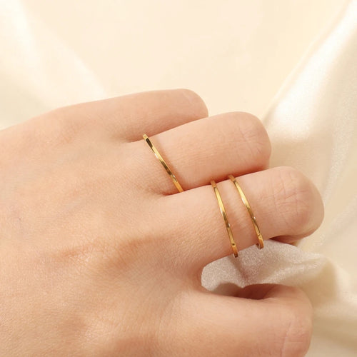 Load image 1 in gallery view. 18K Gold Plated Stainless Steel Ring  Elegant Simple Women Rings