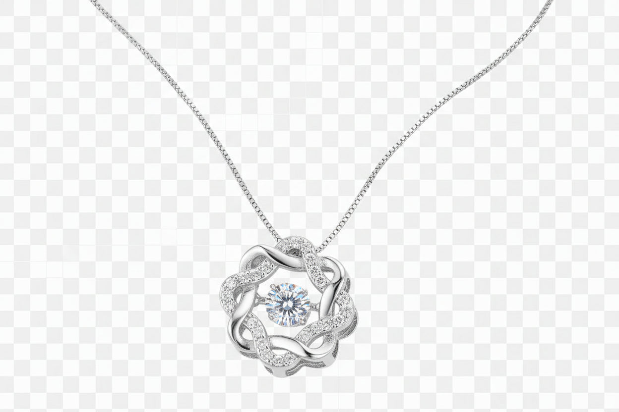 Elegant Star Wreath Dancing Zircon Necklace, Classic Octagonal Pendant for Anniversary & Wedding Gift