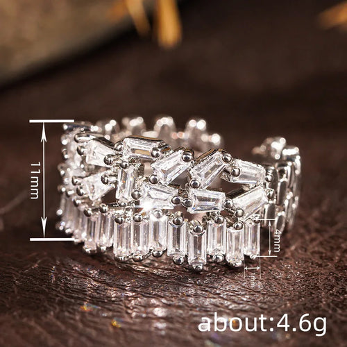 Load image 1 in gallery view. Silver Plated Geometric Sparkling Cubic Zirconia Adjustable Size