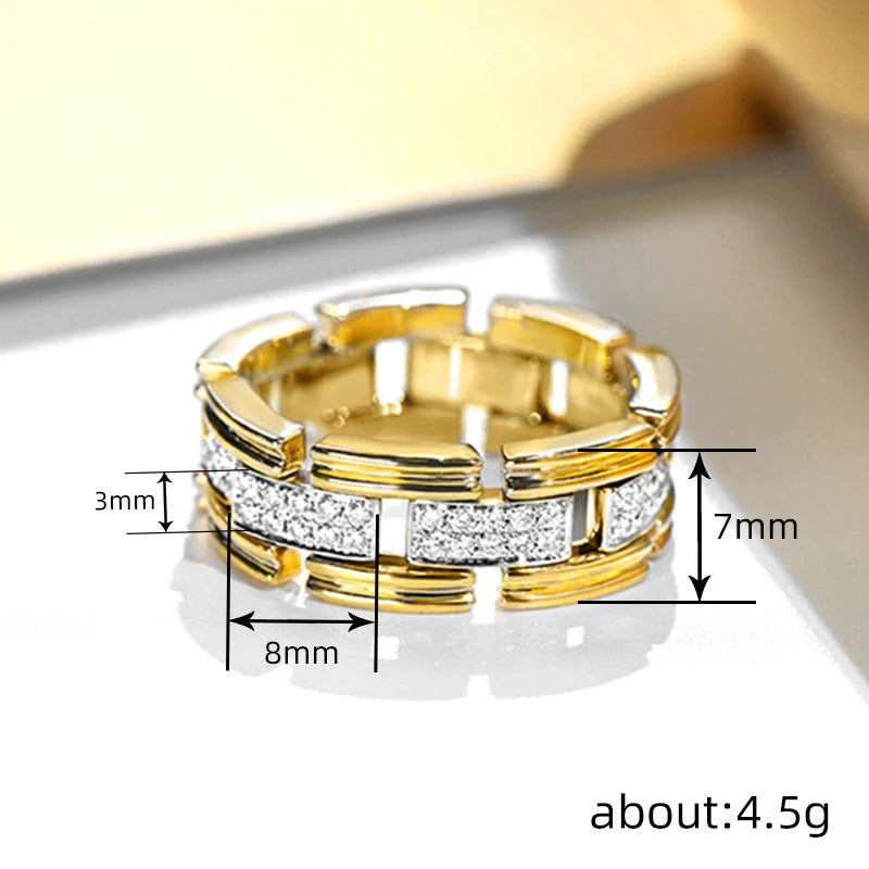 Two Tone Silver Plated Cubic Zirconia Band Rings for Women Engagement