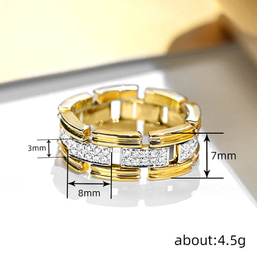 Load image 1 in gallery view. Two Tone Silver Plated Cubic Zirconia Band Rings for Women Engagement