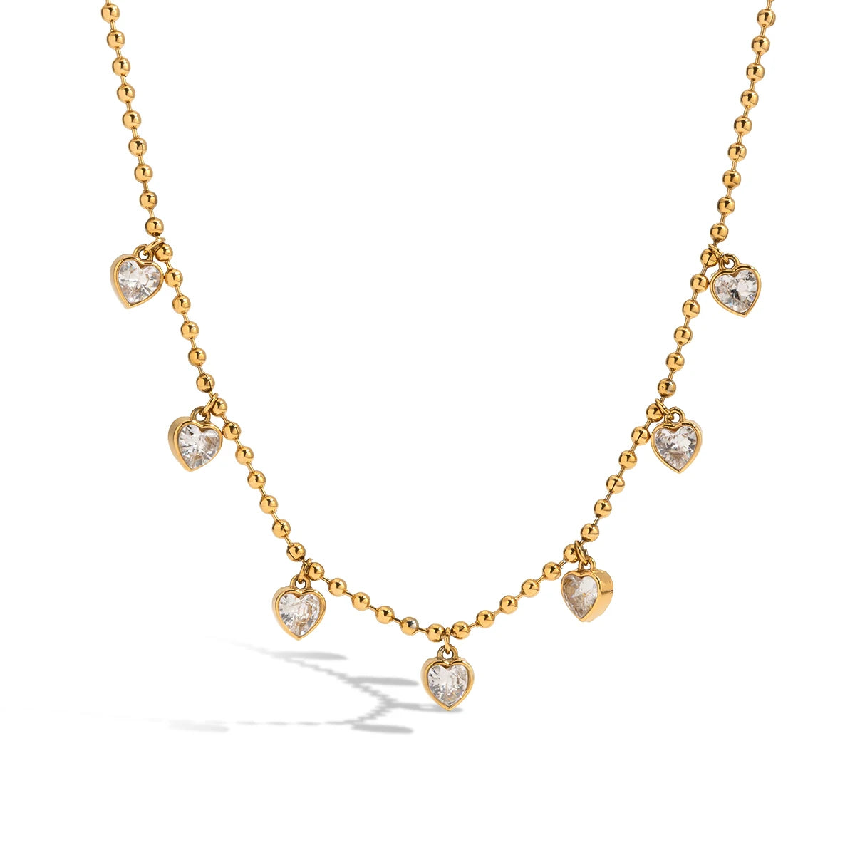 Romantic Style Elegant Zircon Heart Beads Necklace