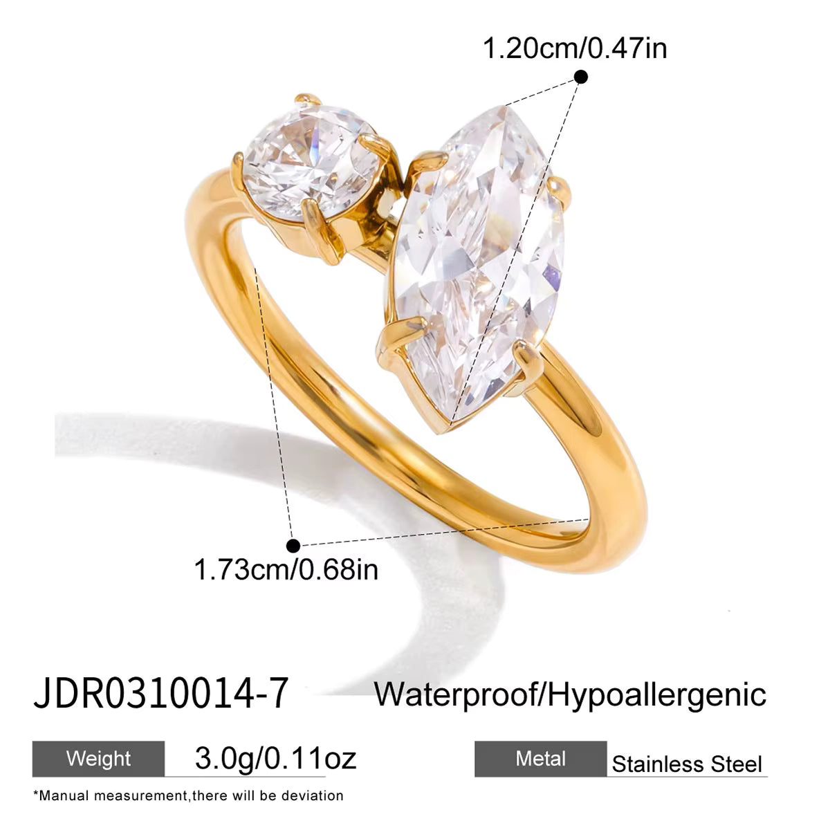 18K Gold Plated White Zirconia Multi Style Rings