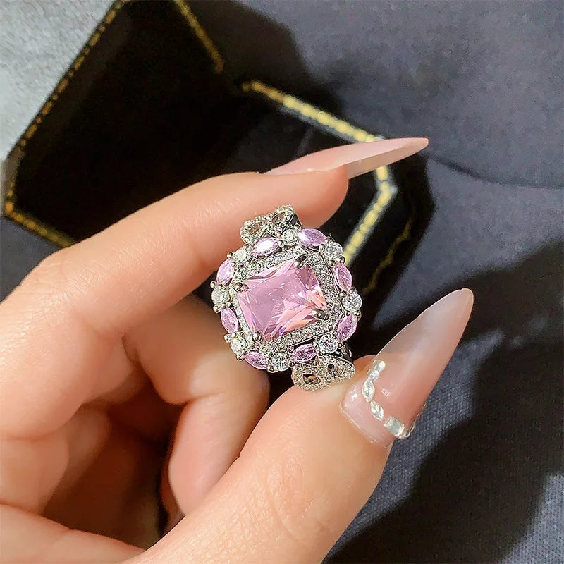 Pink Yellow White Cubic Zircon Oxide Artistic Gift Party Ring