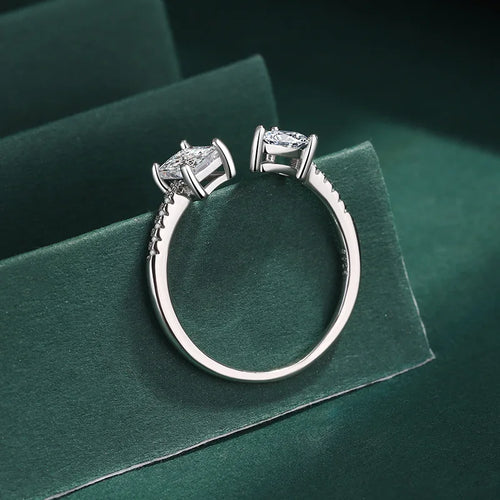 Load image 1 in gallery view. 925 Sterling Silver Adjustable Rhodium Plated Zircon Ring