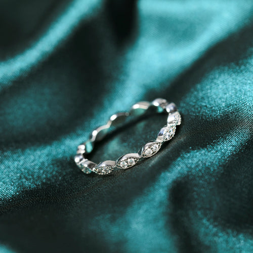 Load image 1 in gallery view. Eternity milgrain oval Cubic Zirconia Stacking Ring