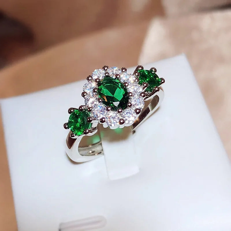 Find this Ring - Fashion Jewelry KYRA01823 Elegant Beautiful Oval Shape Green Zircon Rings for Women