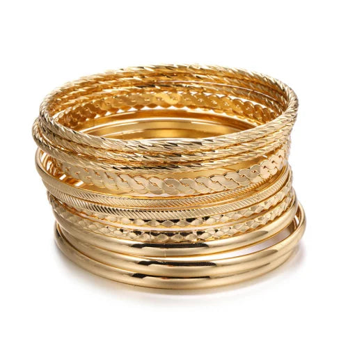 18k Gold Plated Bangles Ethnic Western Region Ancient Style Jewelry for Women