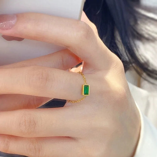 Load image 1 in gallery view. 18K Gold Plated Geometric Zircon Ring, Stainless Steel Channel Set