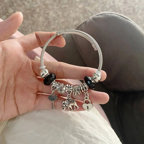 Load image 1 in gallery view. Jewelry Pan Family Style Elephant Peach Heart Tree Pendant Bracelets for Festival Gift