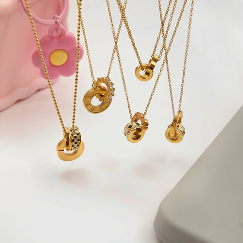 Load image 1 in gallery view. Interlocking Pendant Necklace for Kids and Woman 18K Gold Plated
