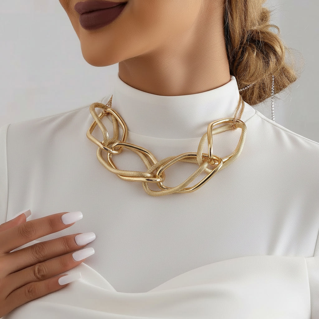 Choker Punk Collarbone Chain Necklace Geometric Personality Link Chain