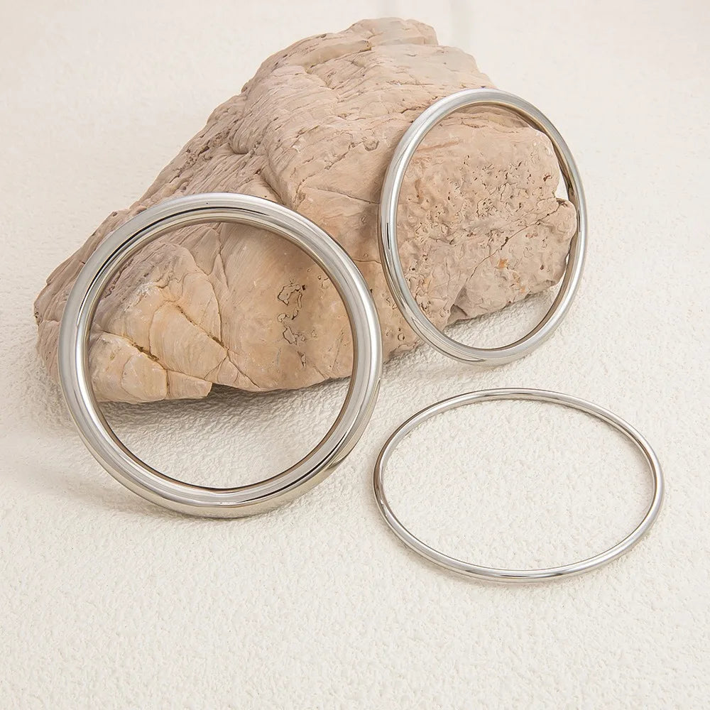Silver Plated Waterproof  Bangle Bracelets Minimalist Band Fashion Jewelry