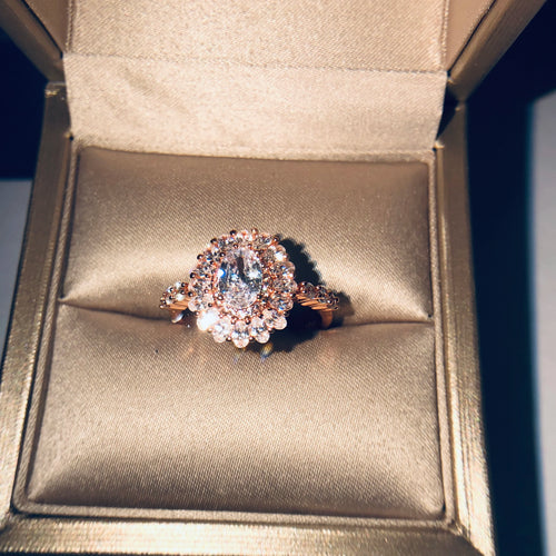 Load image 1 in gallery view. Women Fashionable Oval 3A Zircon Rose Gold Plated Ring