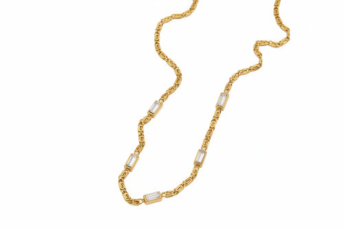 Load image 1 in gallery view. 18k Gold Plated Stainless Steel Necklace with White Zircon Tassel Pendant