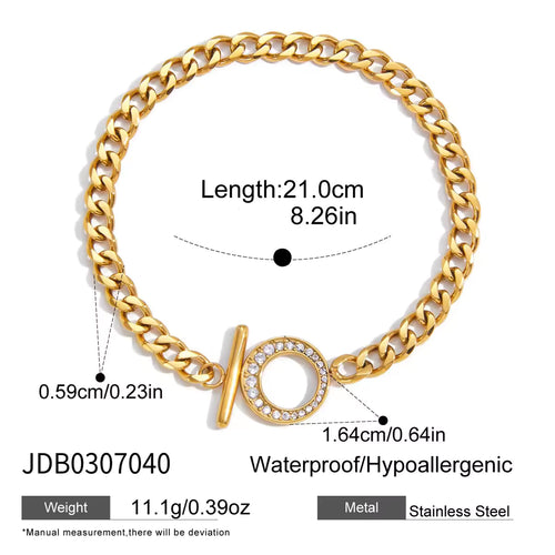 Load image 1 in gallery view. 18K Gold Plated Multi Shape White Zircon Bracelet Embellish Bracelet