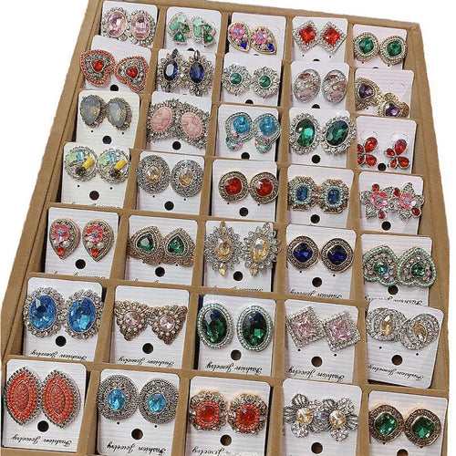 Load image 1 in gallery view. Classic Vintage Stud Earrings Mix Styles Vintage Fashion Jewelry for Women Girls Parties Luxury High-End