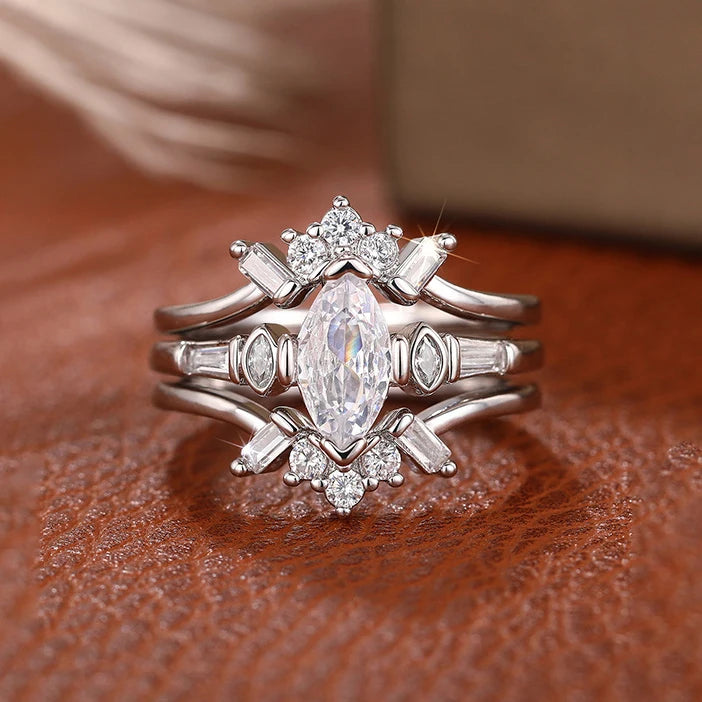 3Pcs Sets Silver Couple Rings